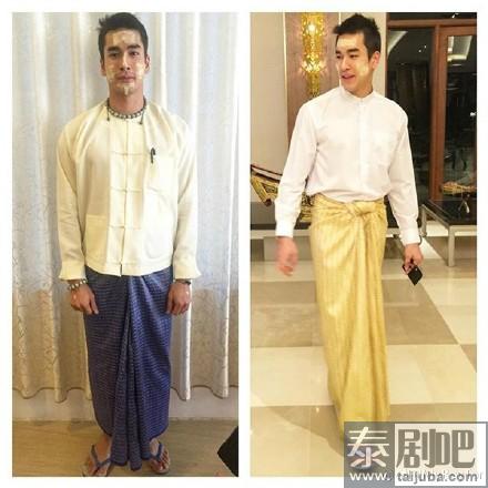 泰星Nadech穿纱笼游缅甸照片