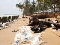 泰国攀牙府海滩出现大面积塌陷