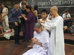 泰国性感女星Ammy削发为尼短暂修行 痛哭流涕